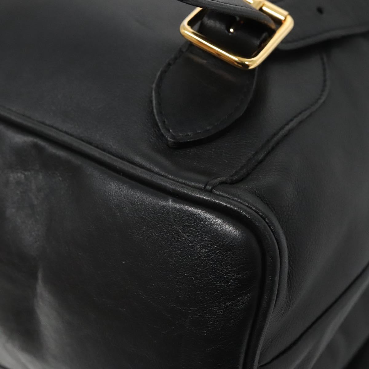 GUCCI Bamboo Backpack Leather Black Gold 008 2058 0016 Auth am8855