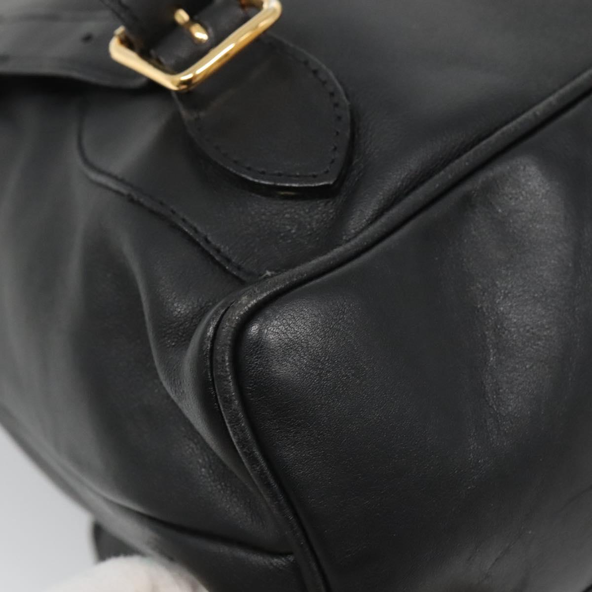 GUCCI Bamboo Backpack Leather Black Gold 008 2058 0016 Auth am8855
