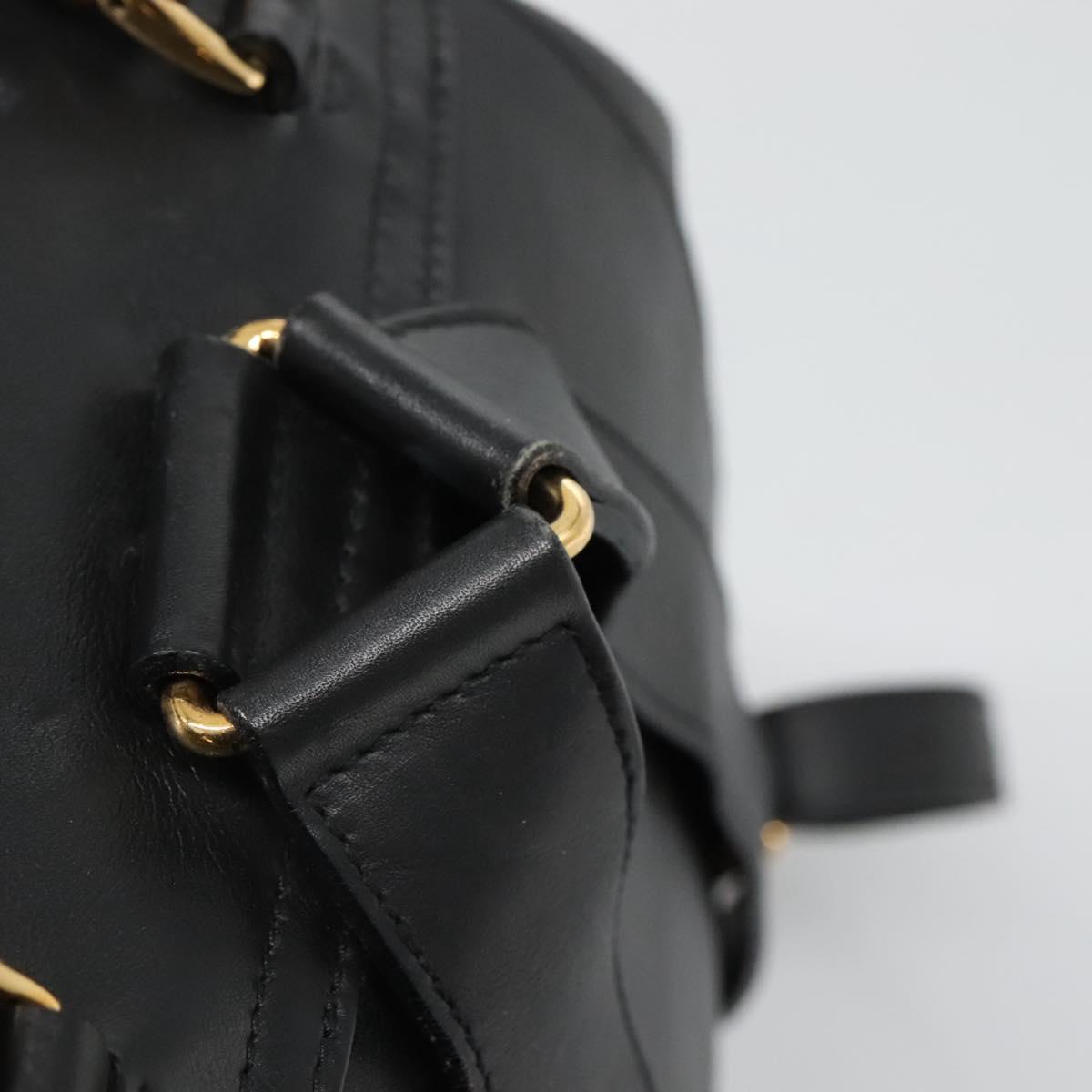 GUCCI Bamboo Backpack Leather Black Gold 008 2058 0016 Auth am8855