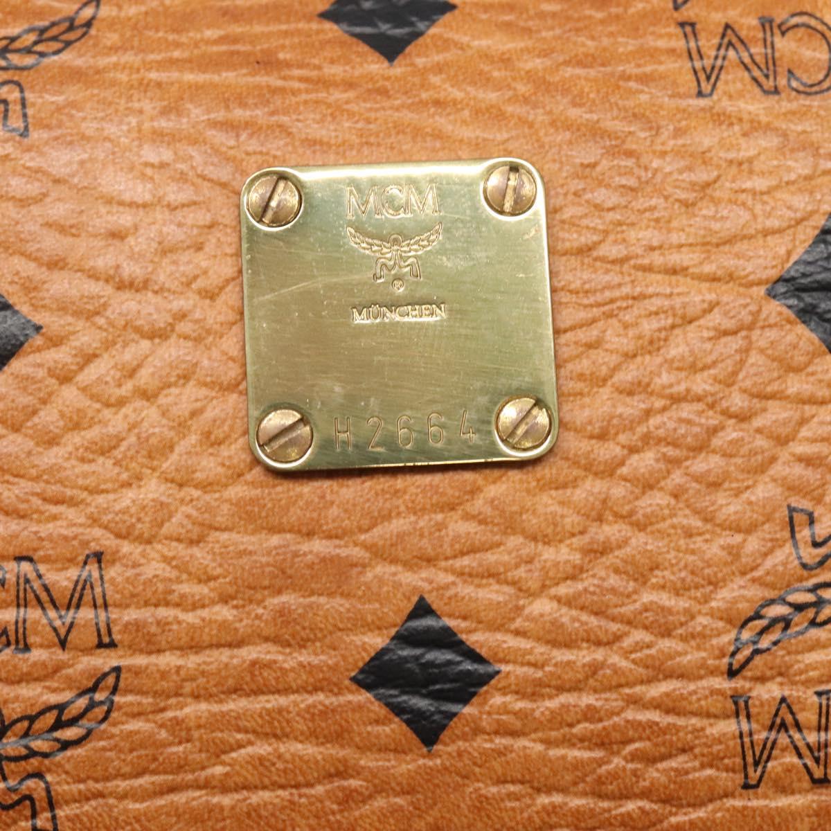 MCM Logogram Vicetos Boston Bag PVC Leather Brown Gold Auth am8857
