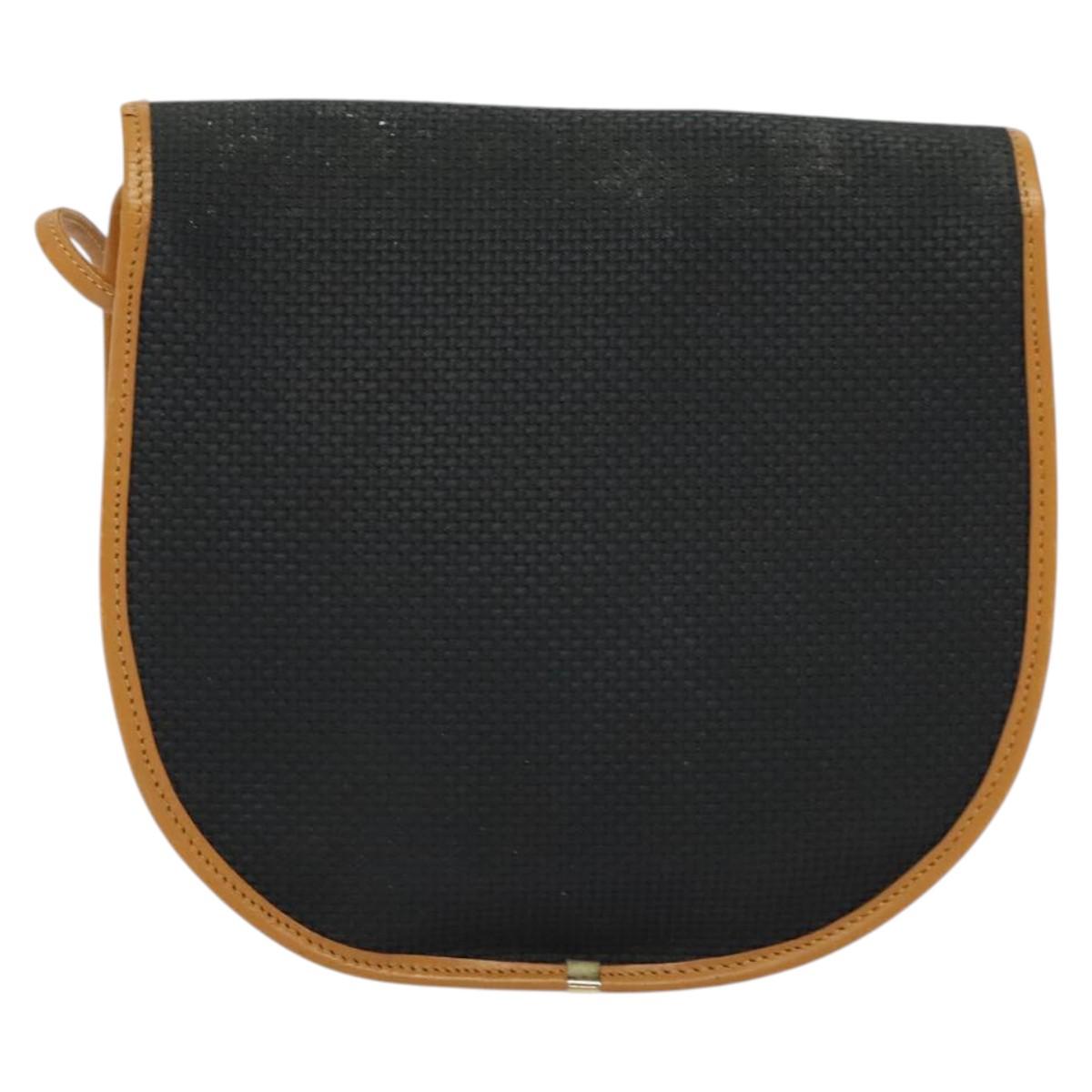 SAINT LAURENT Shoulder Bag Leather Black Gold Auth am8872