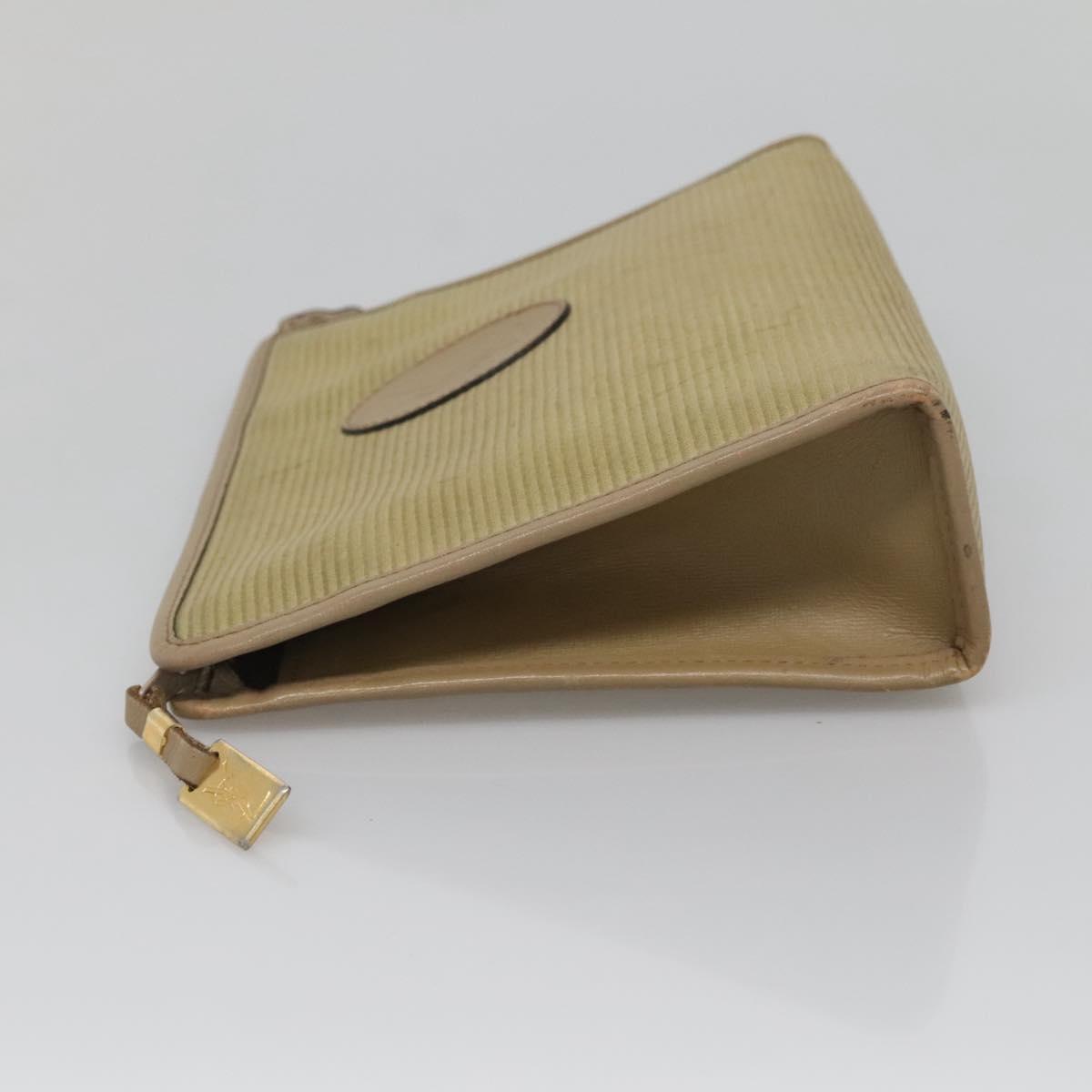 SAINT LAURENT Clutch Bag 2Set Beige Brown gold Auth am8873