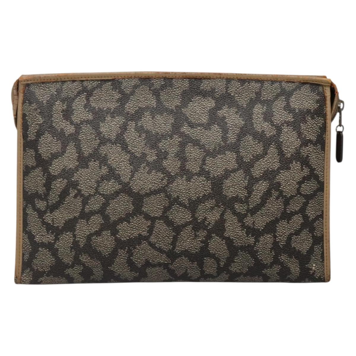 SAINT LAURENT Clutch Bag 2Set Beige Brown gold Auth am8873