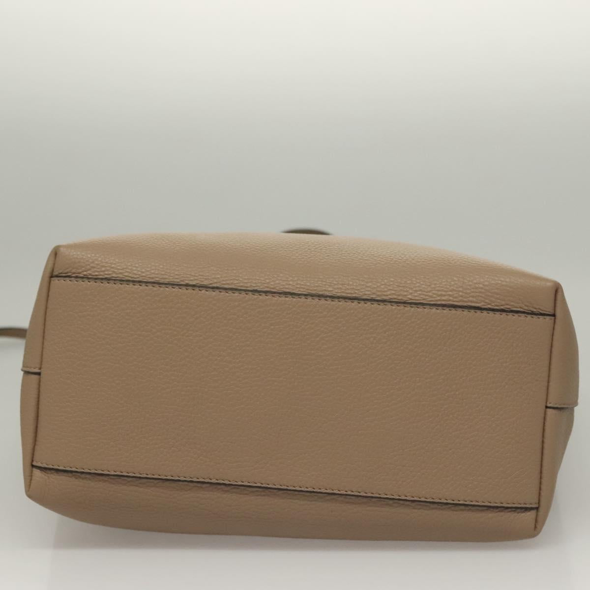 VERSACE Tote Bag Leather Beige Gold Auth am8882