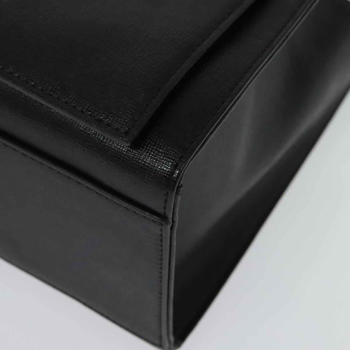 VERSACE Hand Bag Leather Black Silver Auth am8883