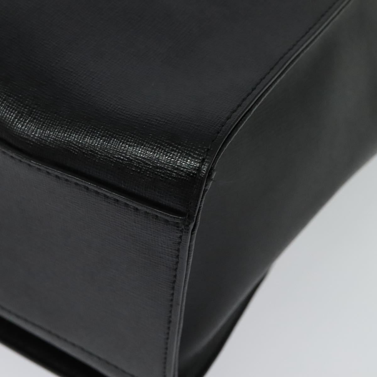 VERSACE Hand Bag Leather Black Silver Auth am8883