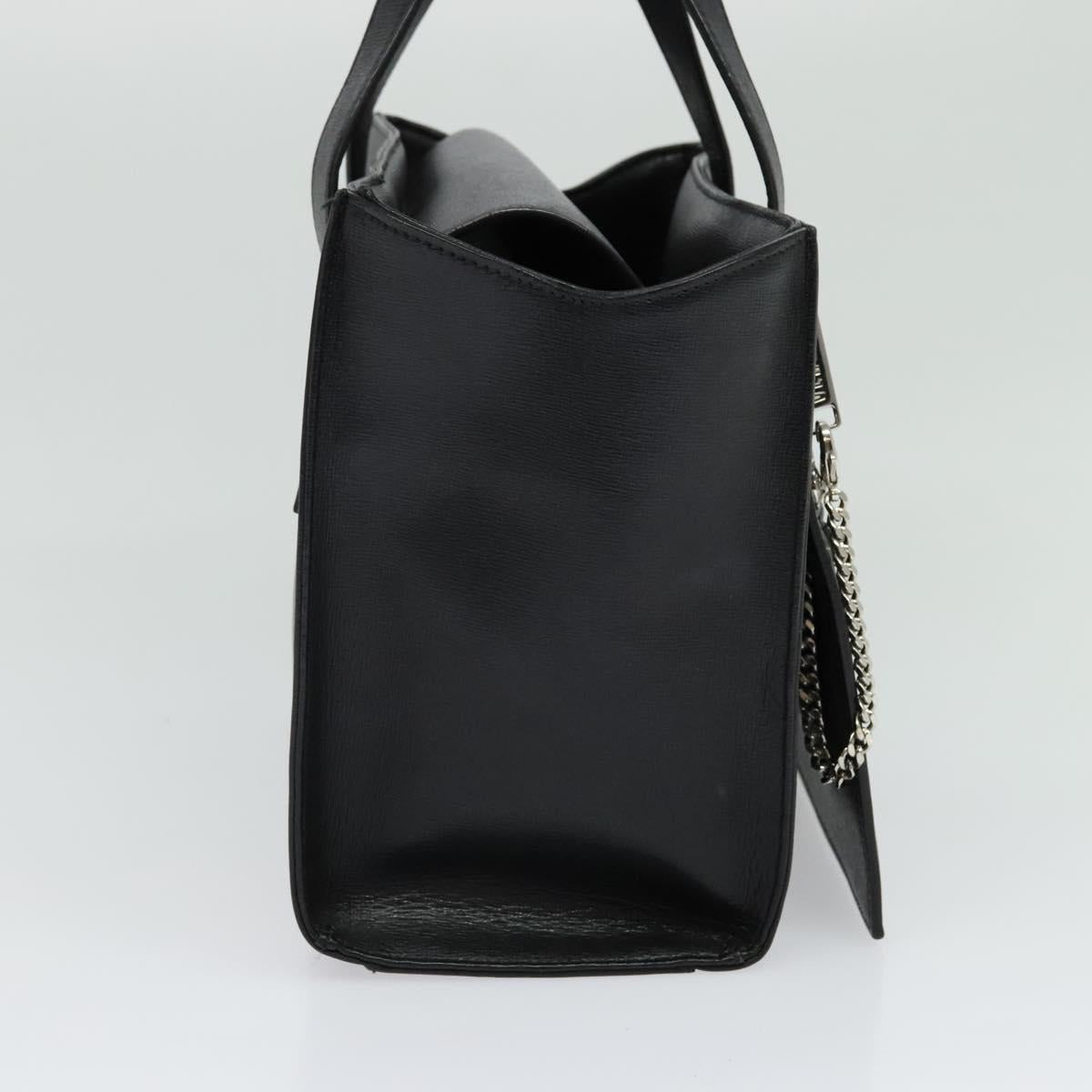 VERSACE Hand Bag Leather Black Silver Auth am8883