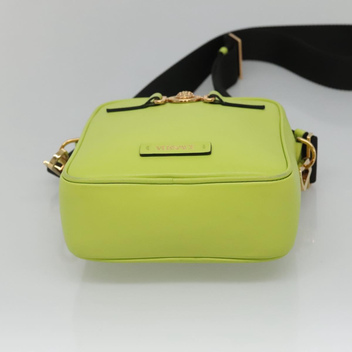VERSACE Shoulder Bag Leather LIme Green Gold Auth am8884