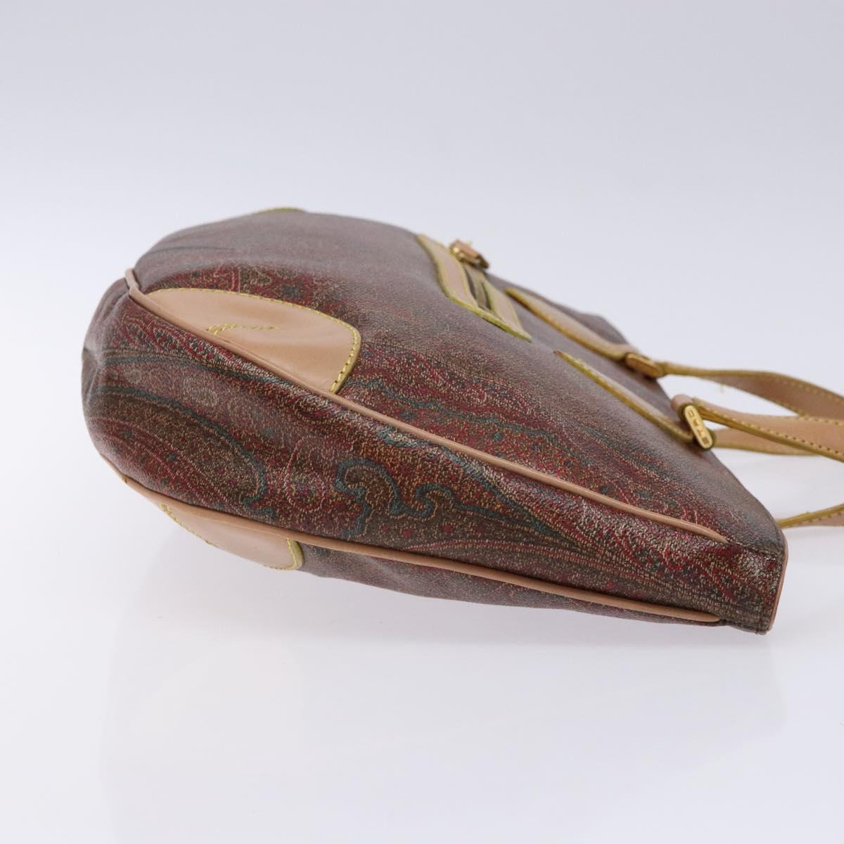 ETRO Paisley Tote Bag PVC Brown Gold Auth am8891