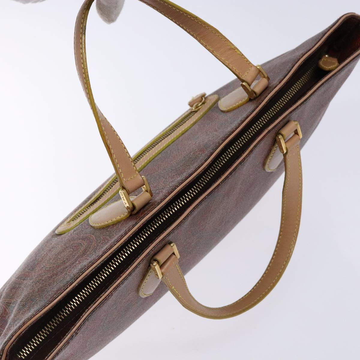 ETRO Paisley Tote Bag PVC Brown Gold Auth am8891