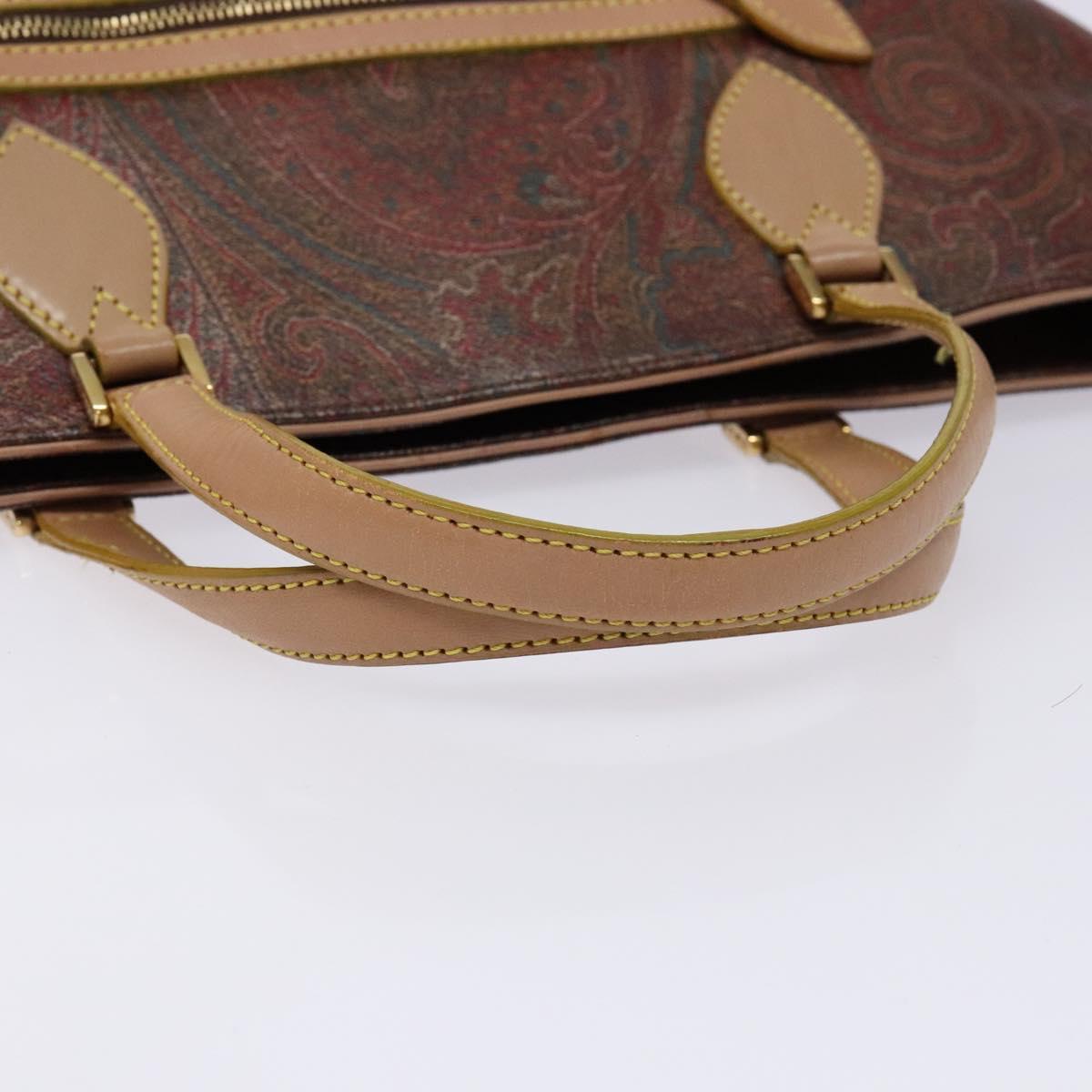 ETRO Paisley Tote Bag PVC Brown Gold Auth am8891