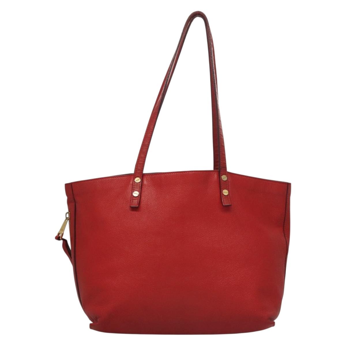 Chloe Dylan Tote Bag Leather Red Gold Auth am8898