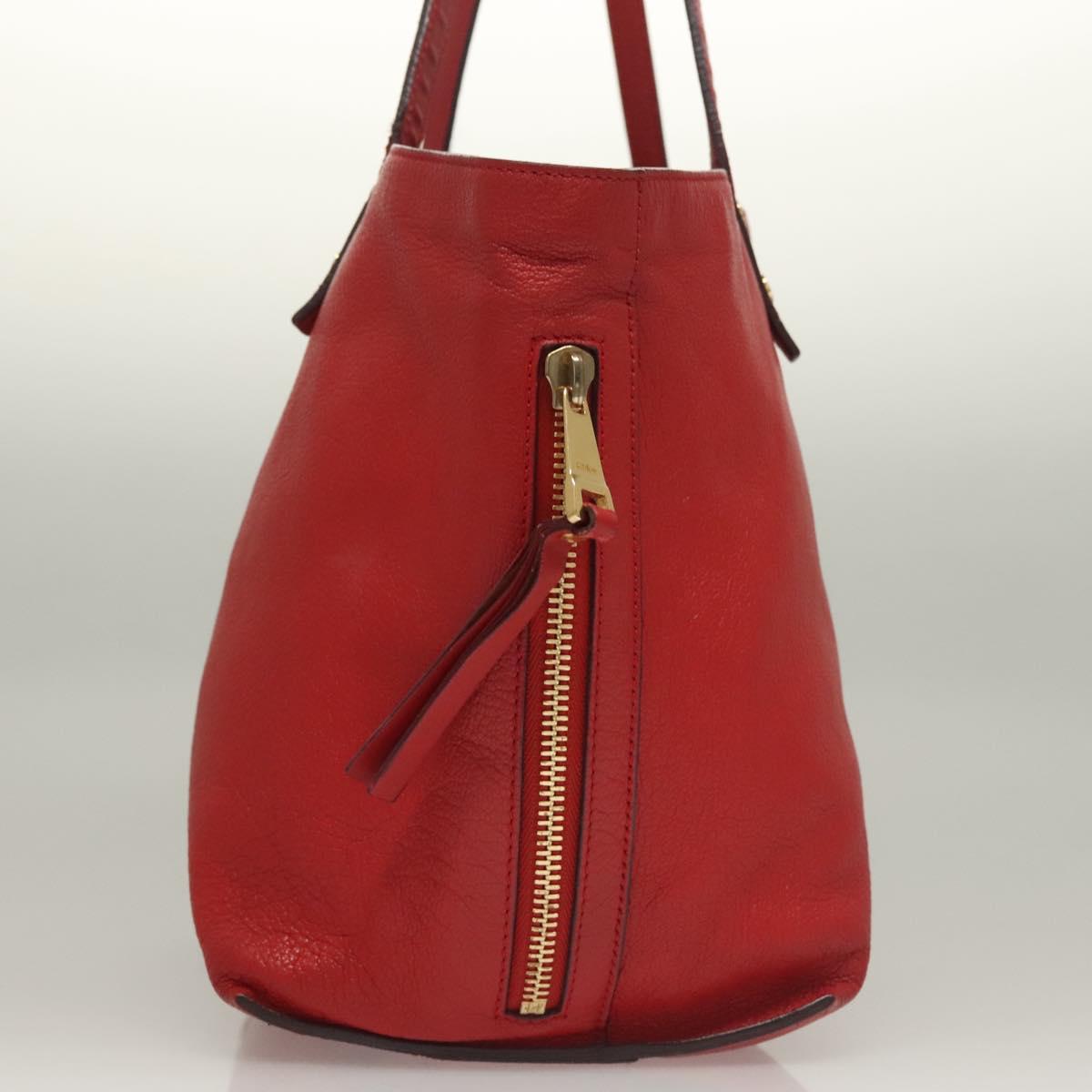 Chloe Dylan Tote Bag Leather Red Gold Auth am8898