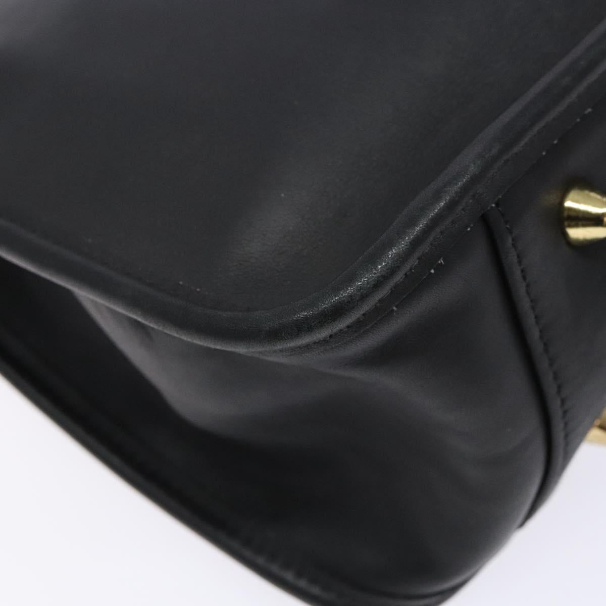 Coach Shoulder Bag Leather Black Gold Auth am8902