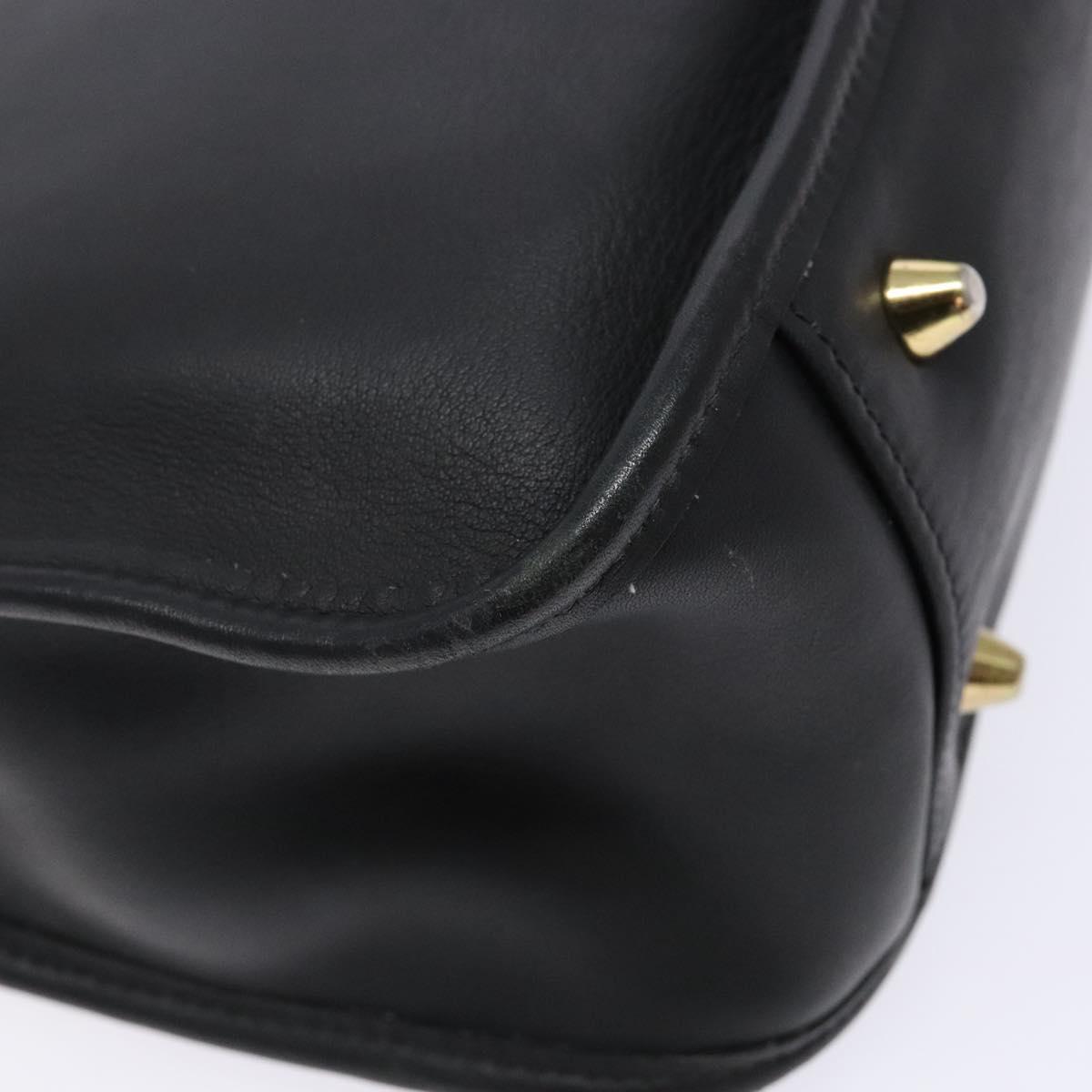 Coach Shoulder Bag Leather Black Gold Auth am8902