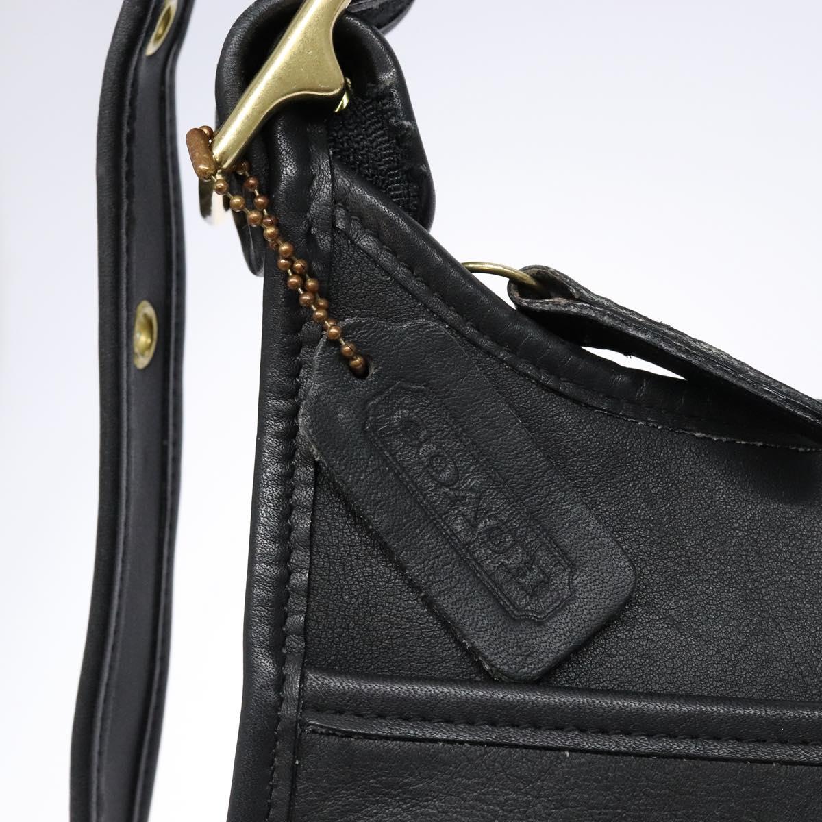 Coach Shoulder Bag Leather Black Gold Auth am8902