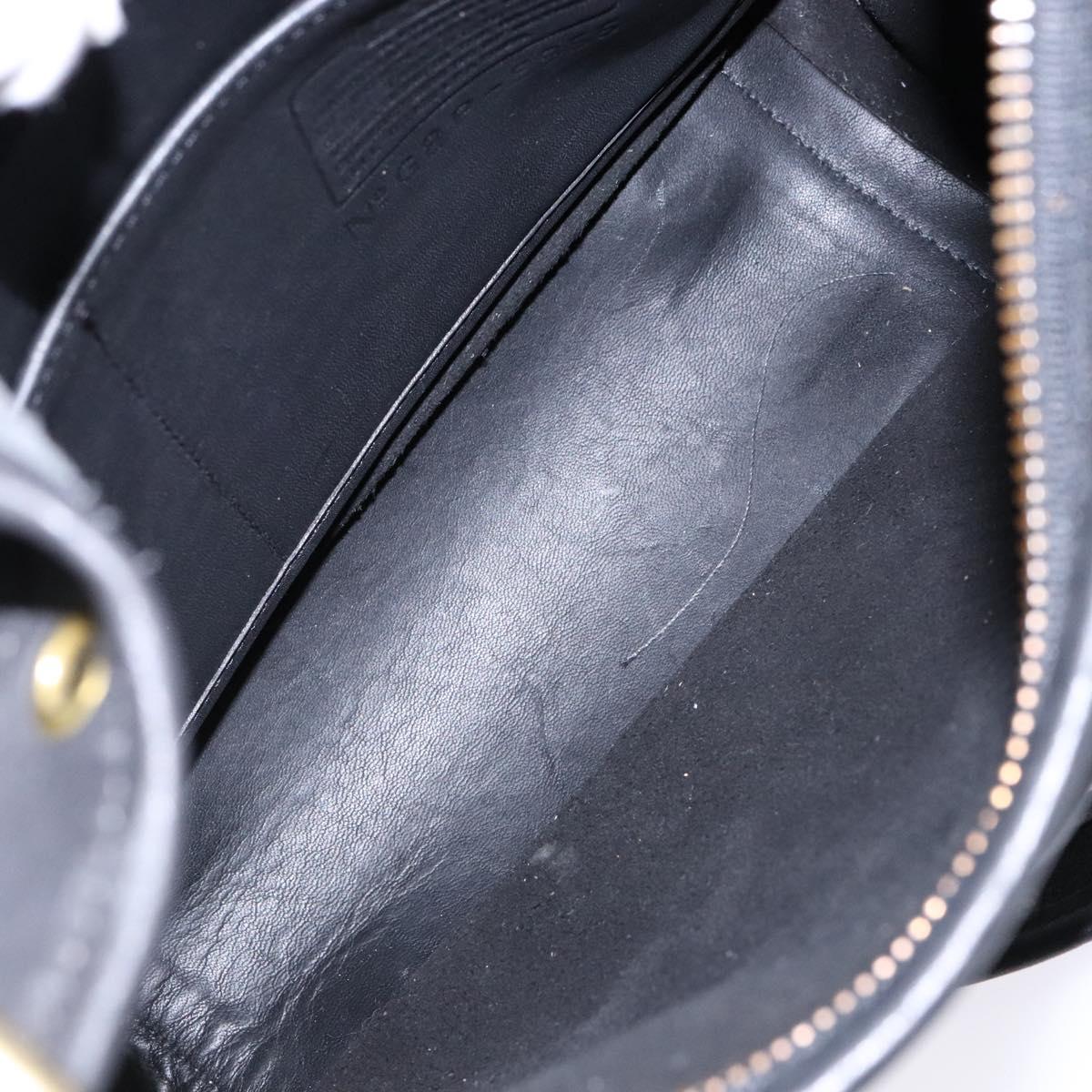 Coach Shoulder Bag Leather Black Gold Auth am8902