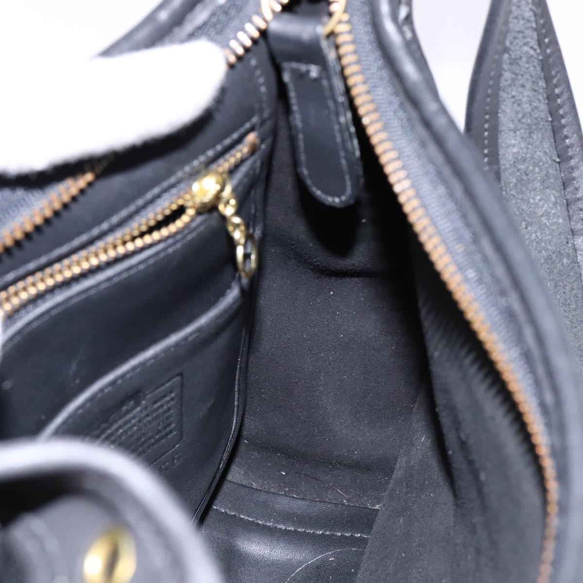 Coach Shoulder Bag Leather Black Gold Auth am8902