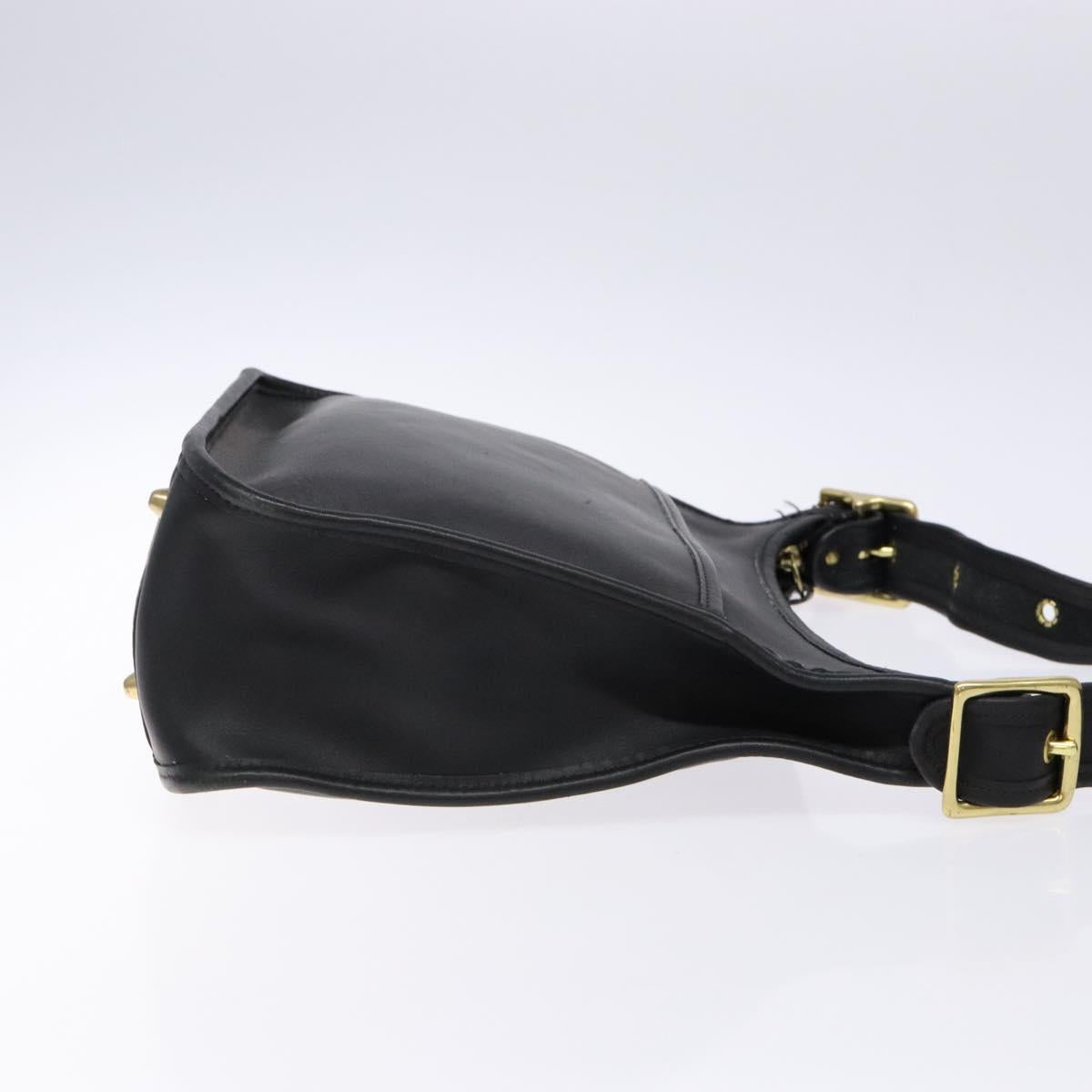 Coach Shoulder Bag Leather Black Gold Auth am8902
