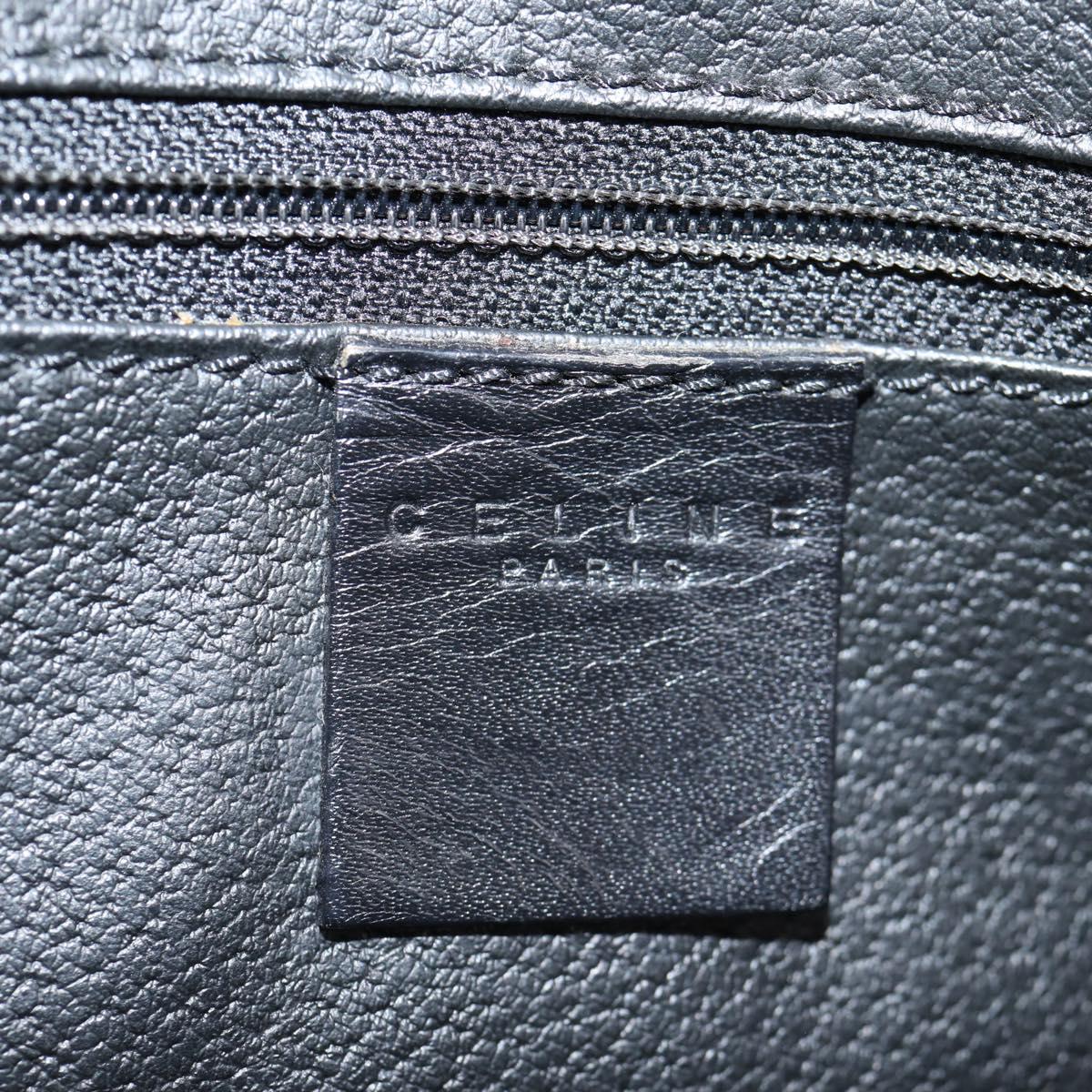 CELINE Macadam Canvas Shoulder Bag PVC Leather Black Gold Auth am8906V