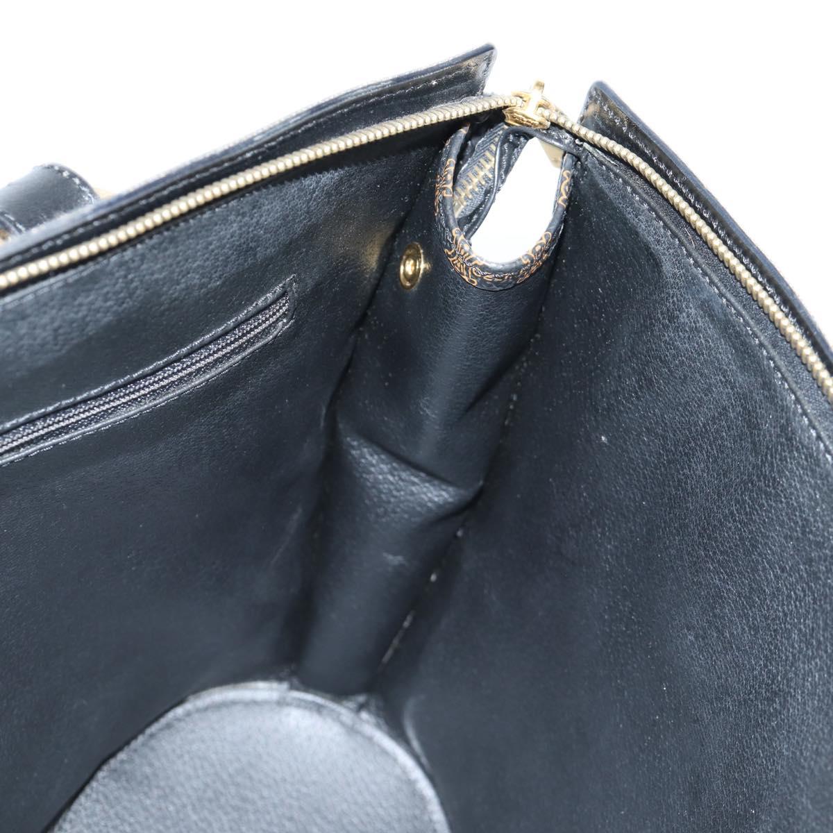 CELINE Macadam Canvas Shoulder Bag PVC Leather Black Gold Auth am8906V