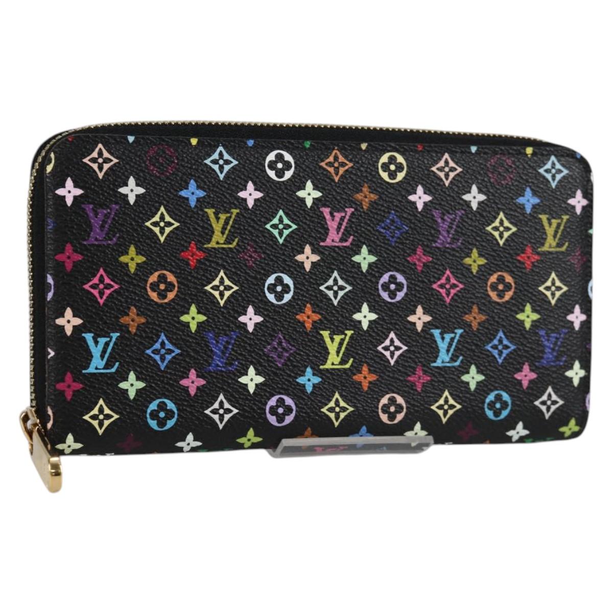 LOUIS VUITTON Monogram Multicolor Zippy Wallet Wallet Black M60243 Auth am8910V