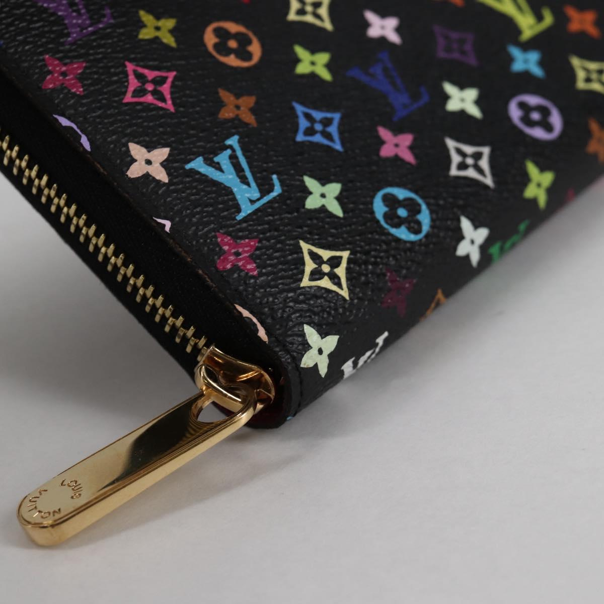 LOUIS VUITTON Monogram Multicolor Zippy Wallet Wallet Black M60243 Auth am8910V