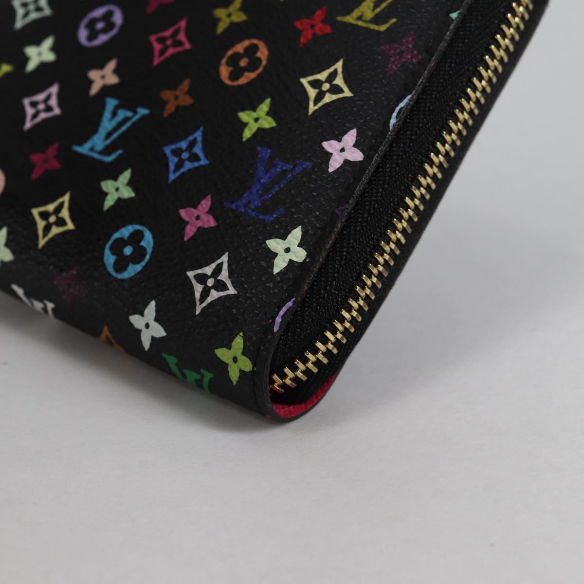 LOUIS VUITTON Monogram Multicolor Zippy Wallet Wallet Black M60243 Auth am8910V