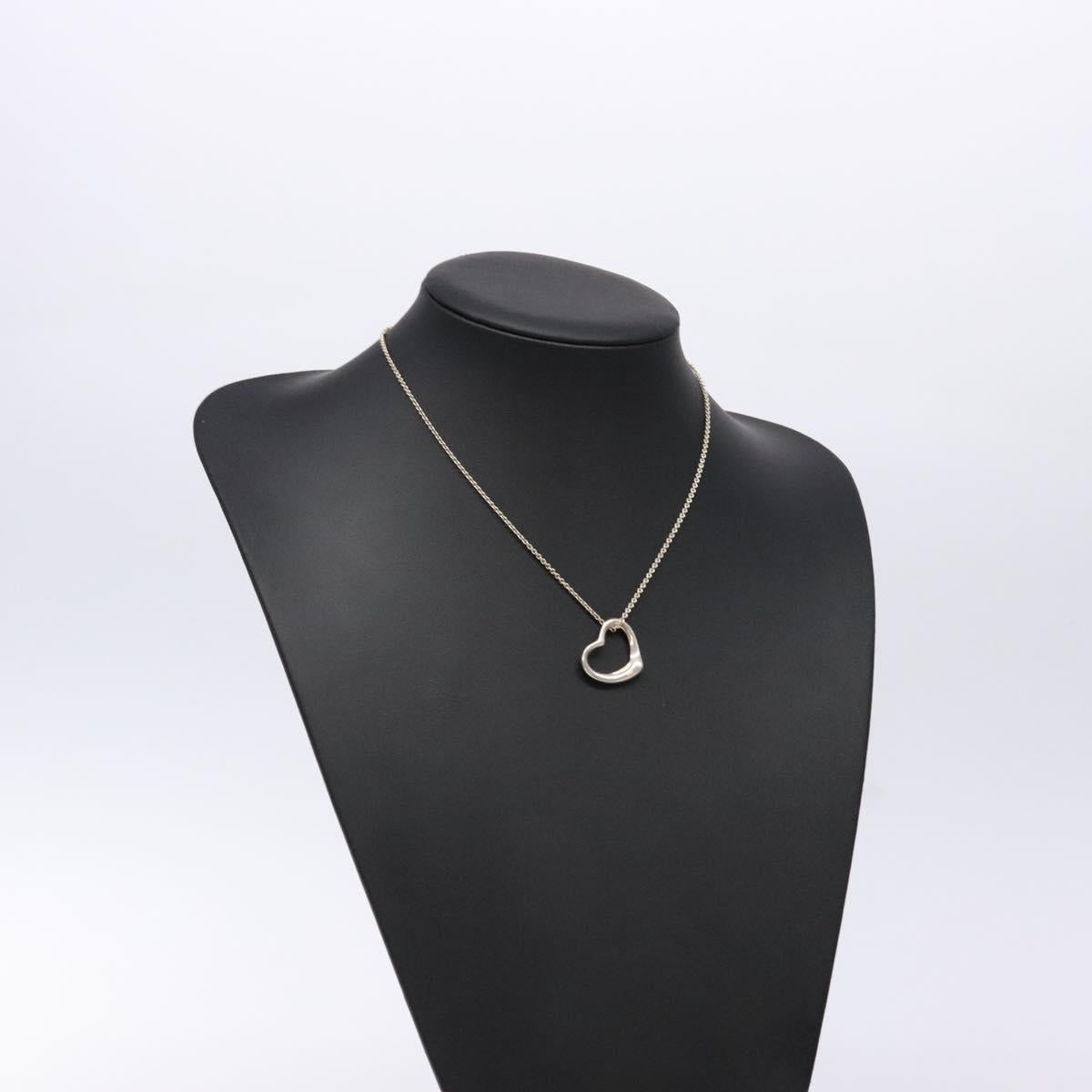 TIFFANY&Co. Open heart Necklace Ag925 Silver Auth am8914