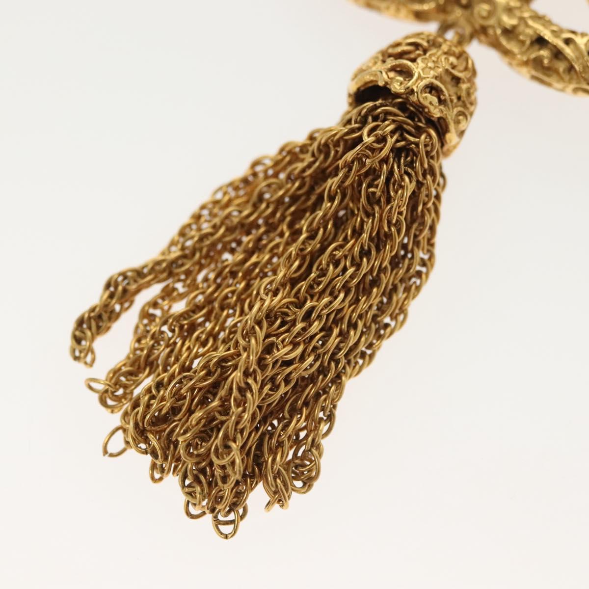 CHANEL COCO Mark Lava Fringe Brooch metal Gold CC Auth am8932V