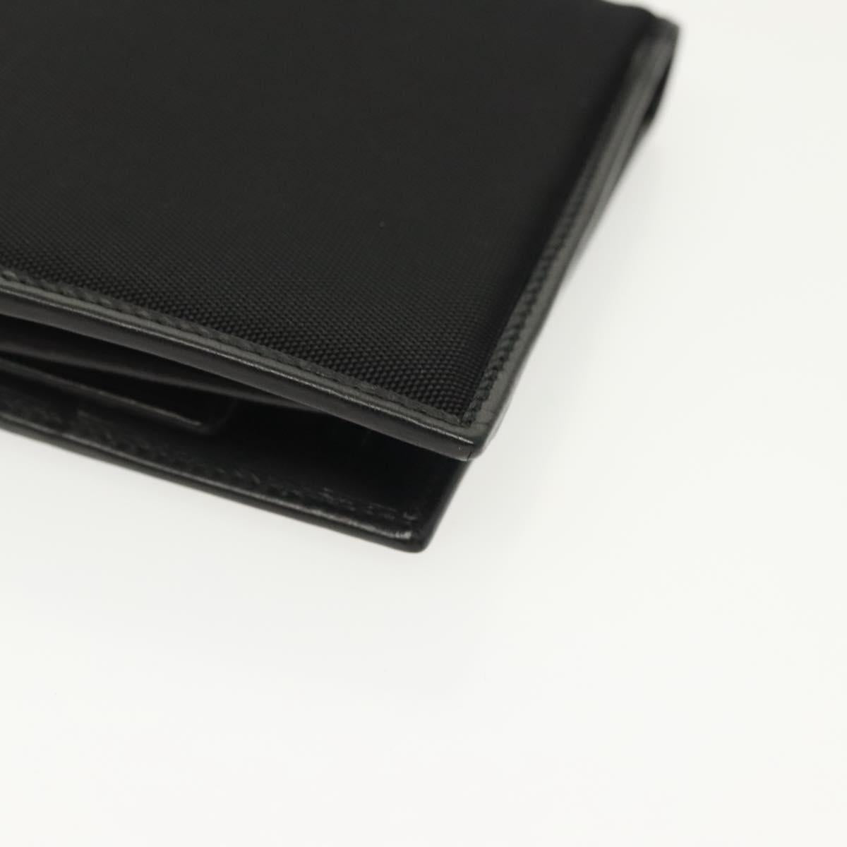 GUCCI Bifold Wallet Nylon Leather Black Silver Auth am8934