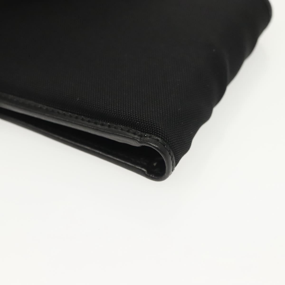 GUCCI Bifold Wallet Nylon Leather Black Silver Auth am8934