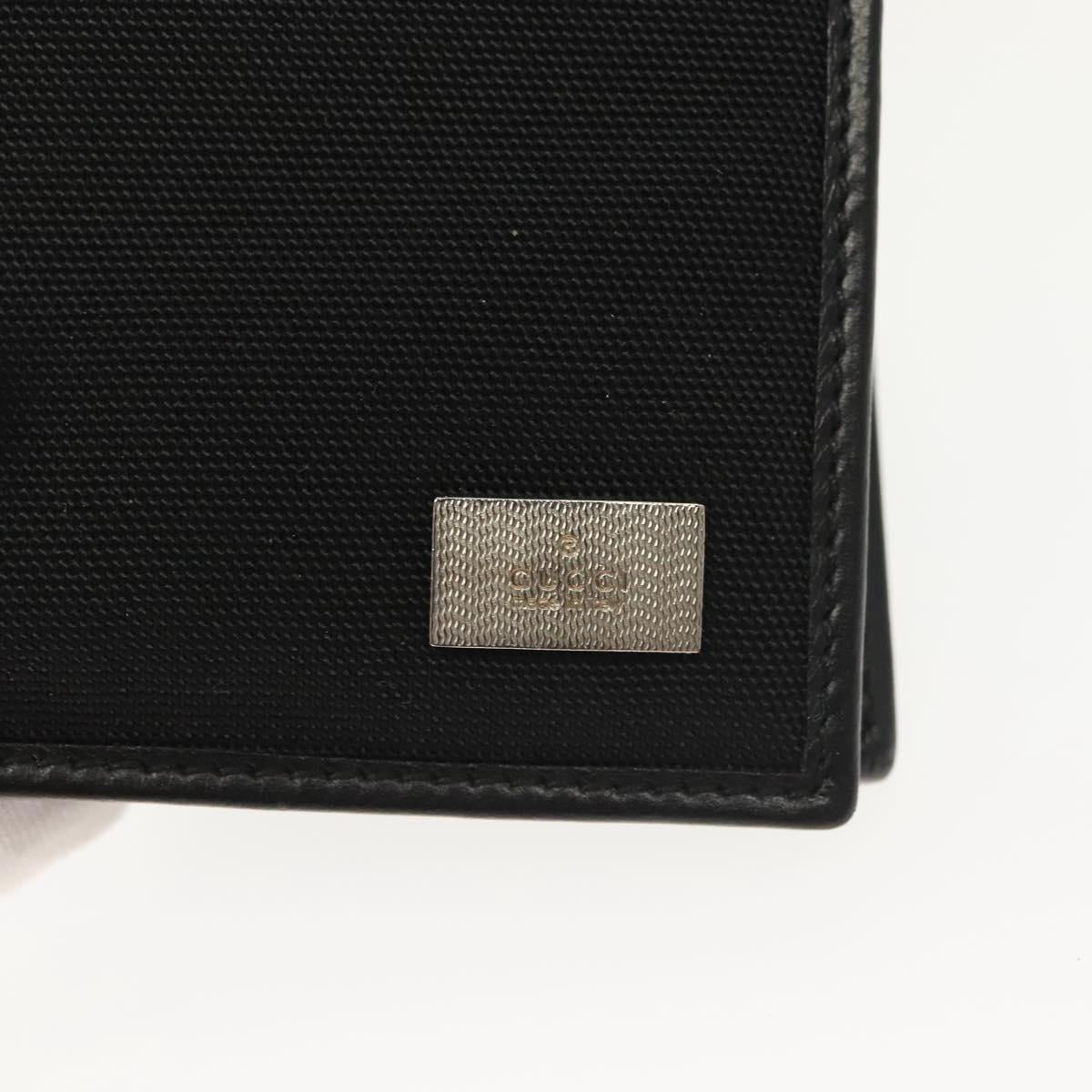 GUCCI Bifold Wallet Nylon Leather Black Silver Auth am8934