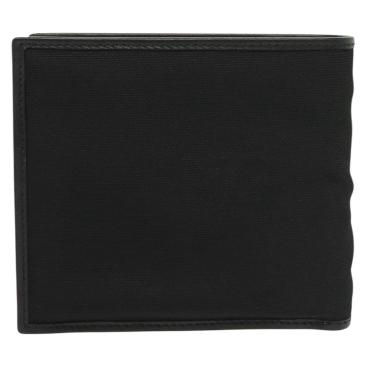 GUCCI Bifold Wallet Nylon Leather Black Silver Auth am8934
