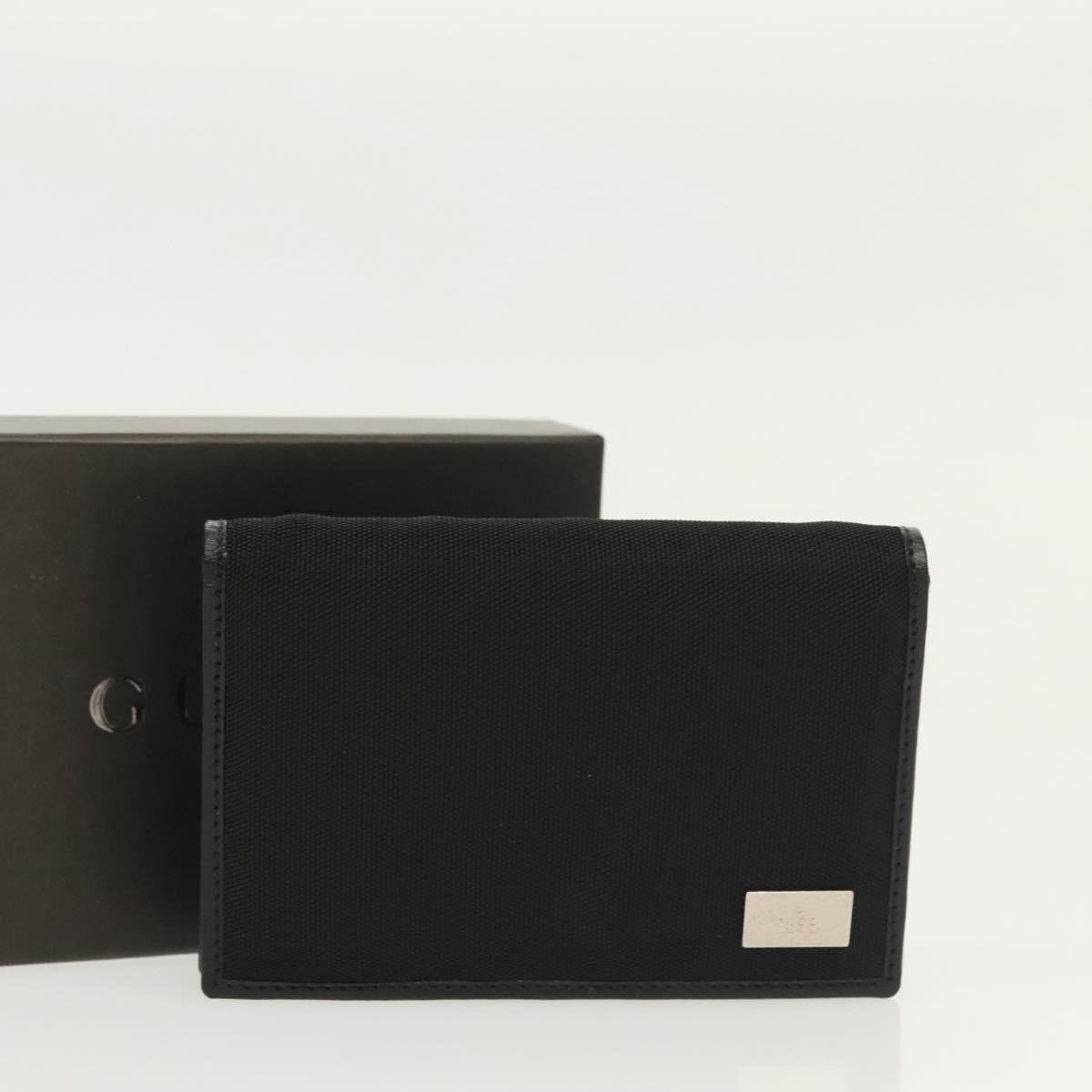 GUCCI Card Case Nylon Leather Black Silver 030 3661 1579 Auth am8935