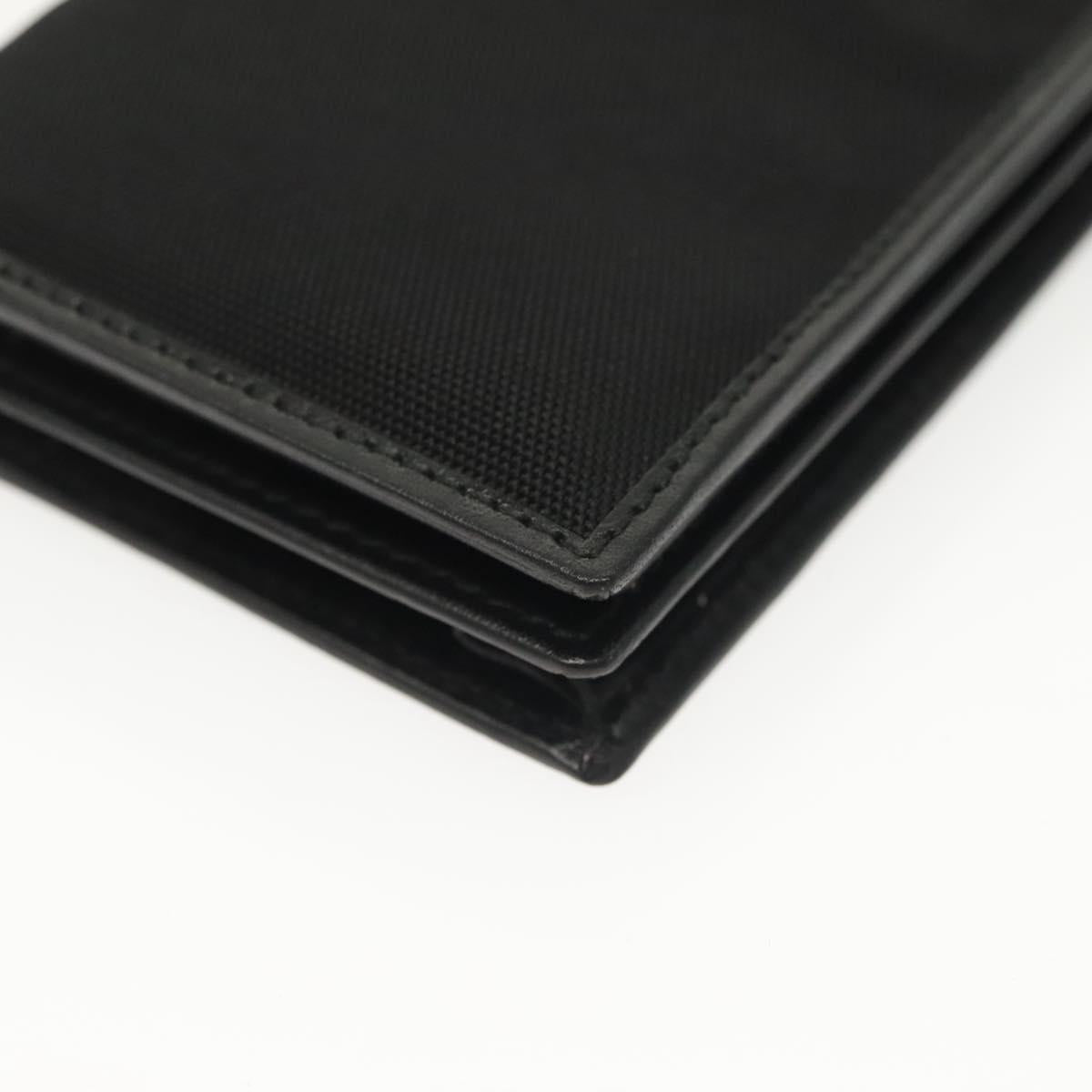 GUCCI Card Case Nylon Leather Black Silver 030 3661 1579 Auth am8935