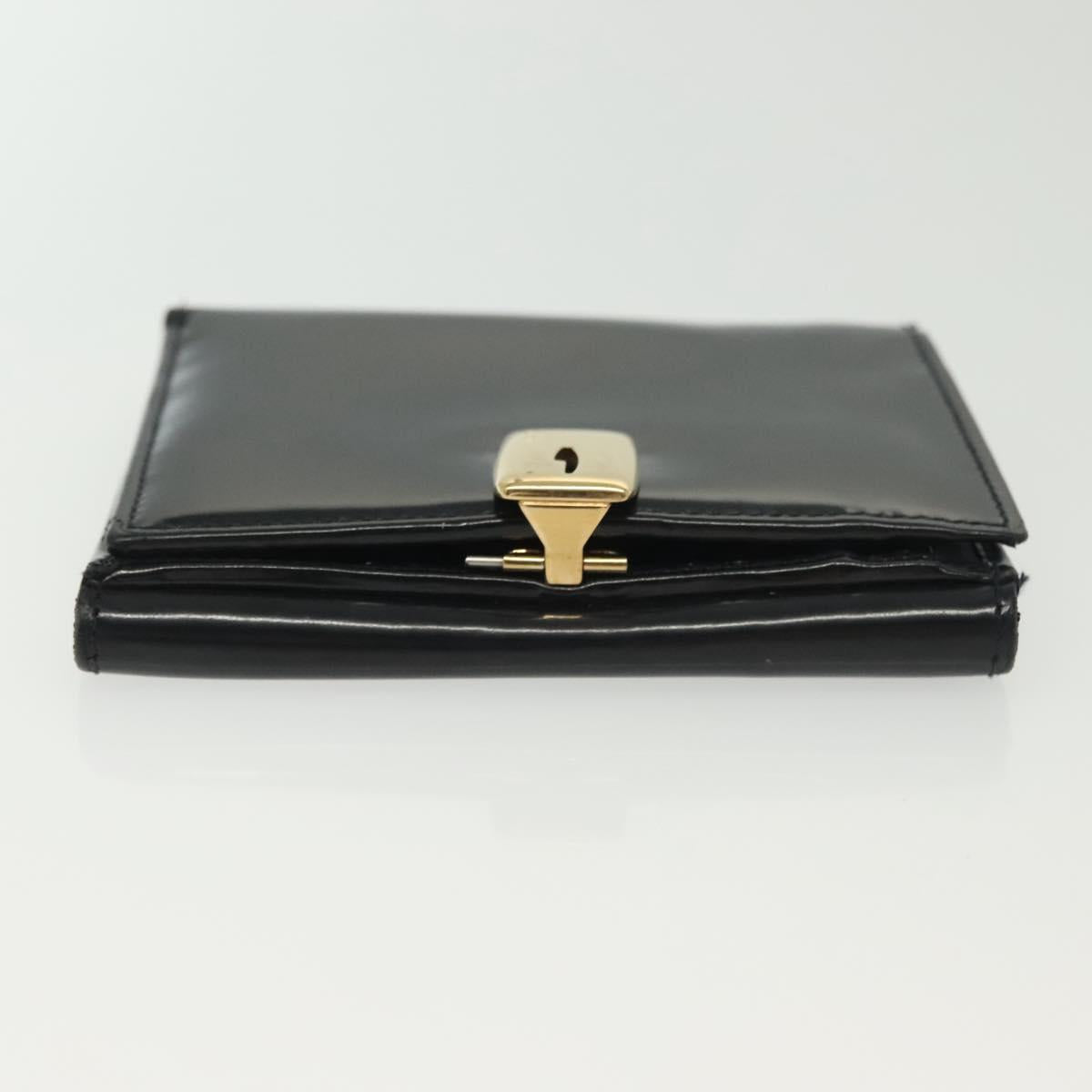 GUCCI Bifold Wallet Enamel Black Gold 035 2184 1909 0 Auth am8936