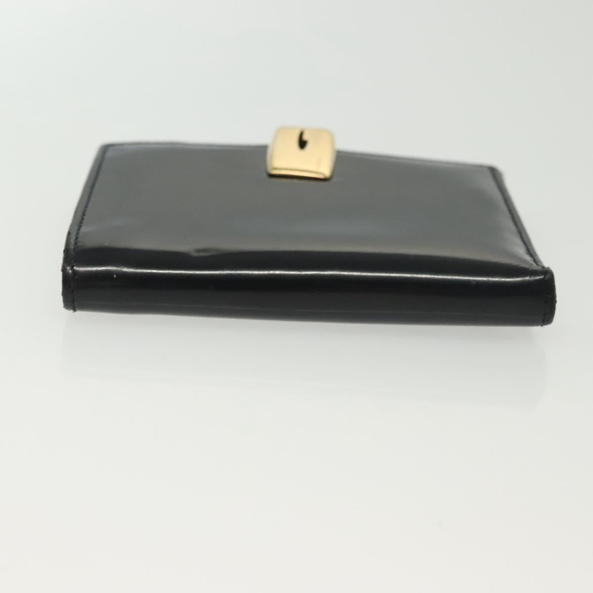 GUCCI Bifold Wallet Enamel Black Gold 035 2184 1909 0 Auth am8936