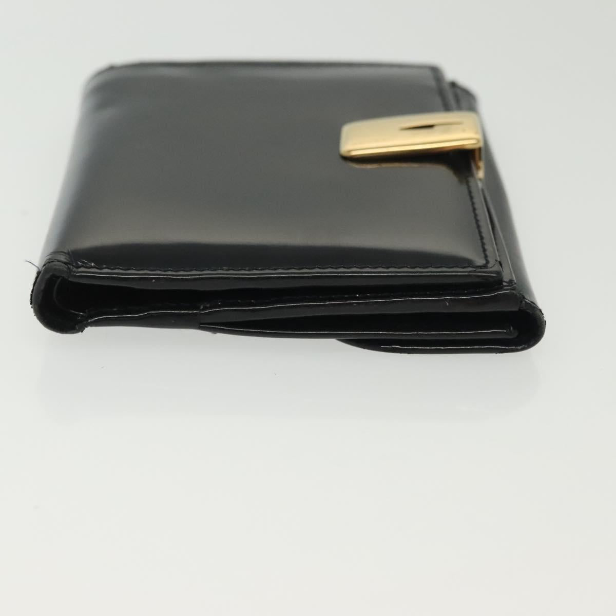 GUCCI Bifold Wallet Enamel Black Gold 035 2184 1909 0 Auth am8936