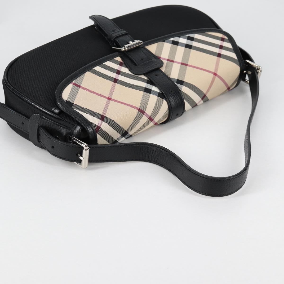 BURBERRY Nova Check Shoulder Bag Canvas Beige Silver Auth am8941V