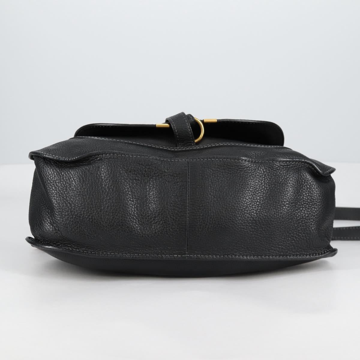 Chloe Mercy Hand Bag Leather 2way Black Gold Auth am8946V