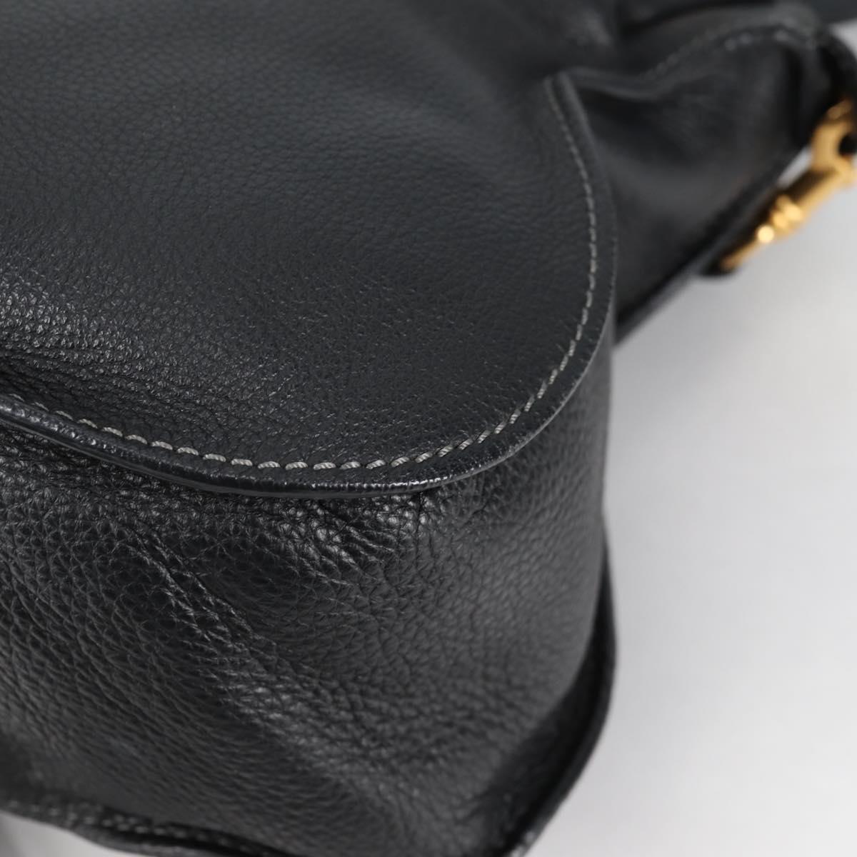 Chloe Mercy Hand Bag Leather 2way Black Gold Auth am8946V