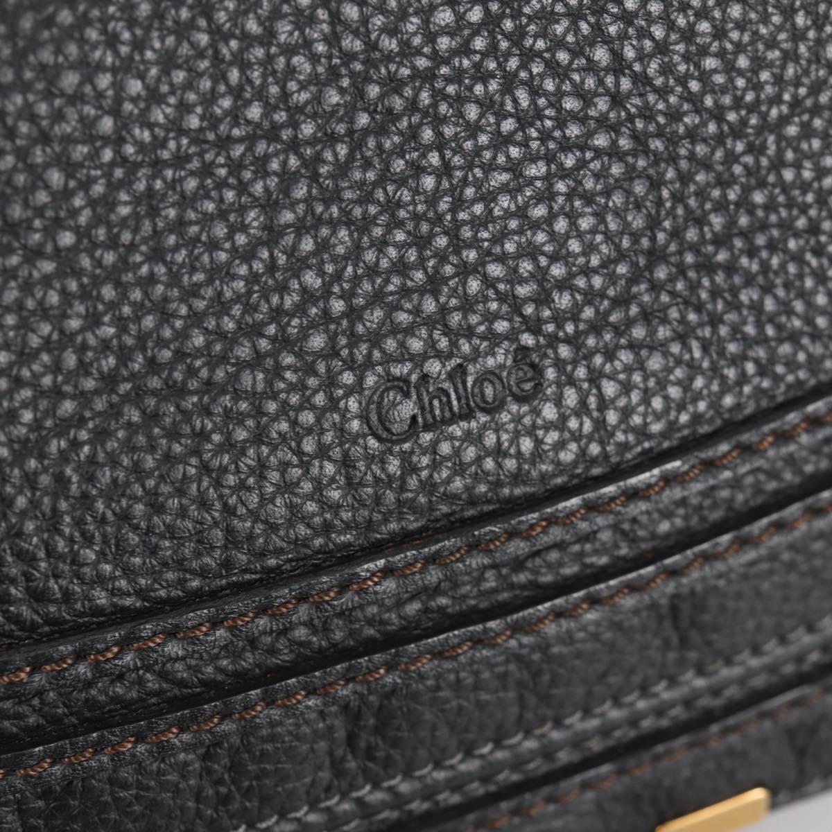 Chloe Mercy Hand Bag Leather 2way Black Gold Auth am8946V