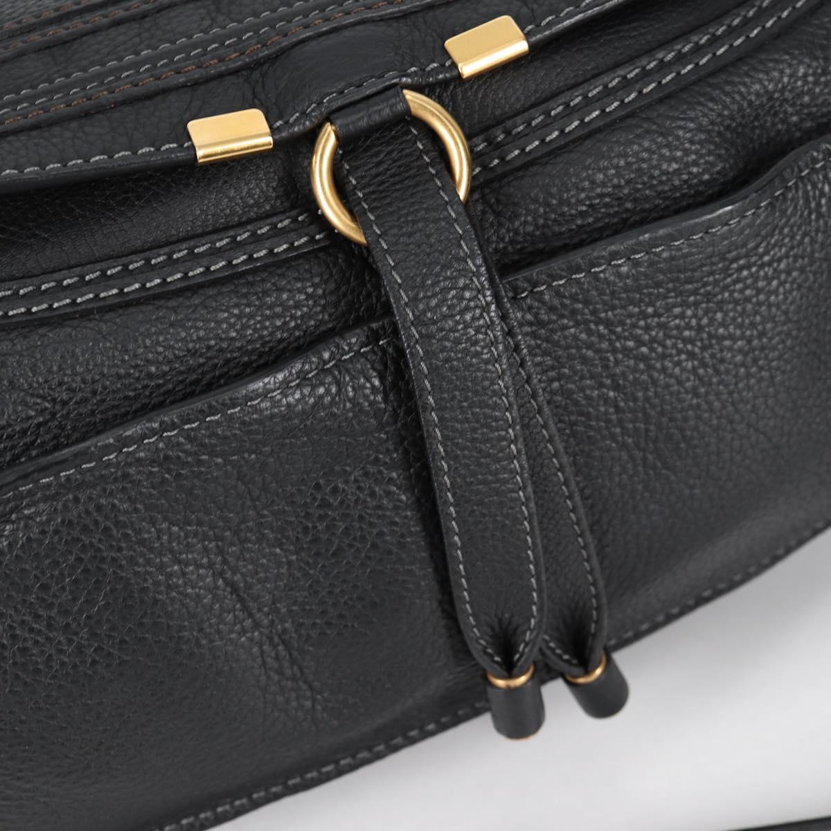 Chloe Mercy Hand Bag Leather 2way Black Gold Auth am8946V