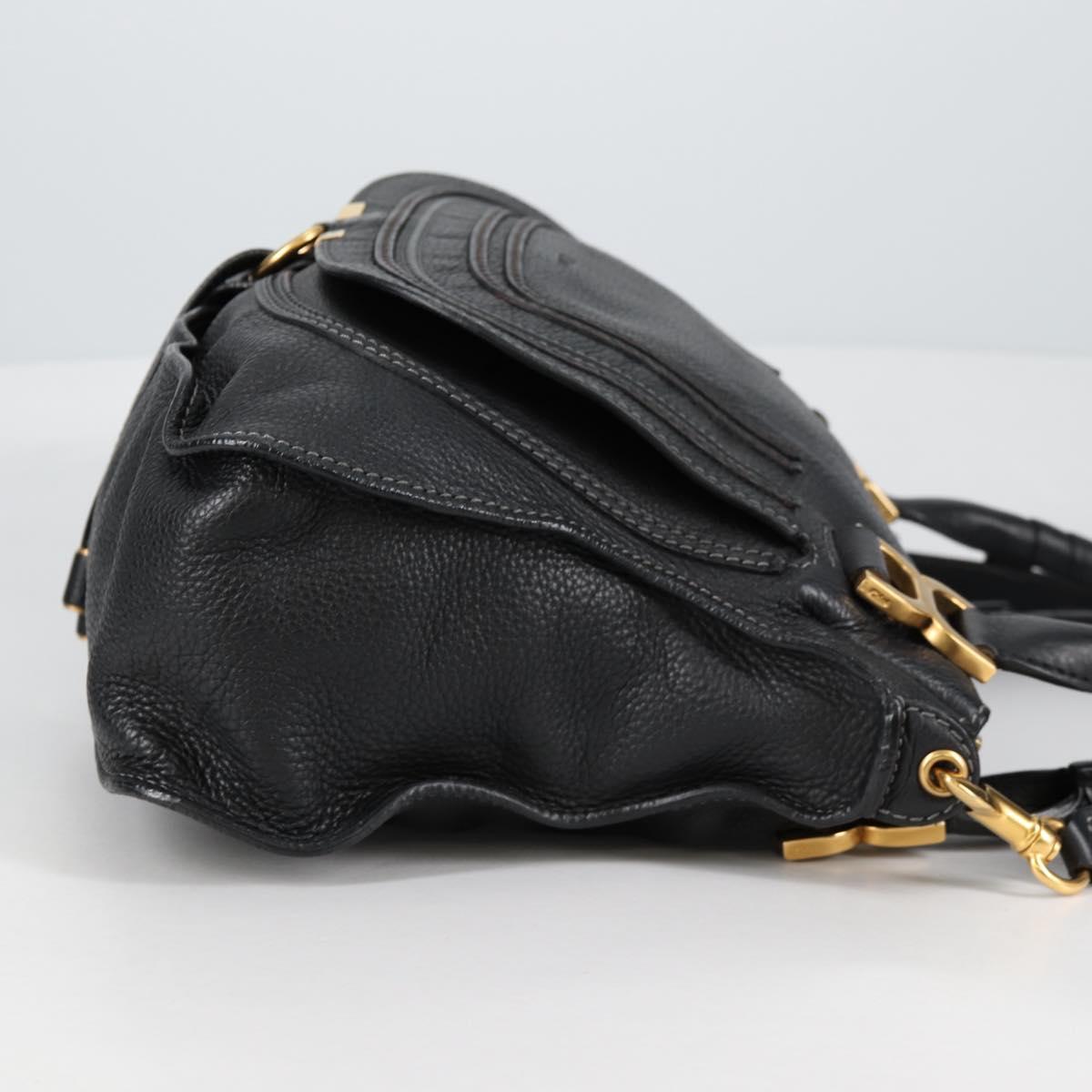 Chloe Mercy Hand Bag Leather 2way Black Gold Auth am8946V