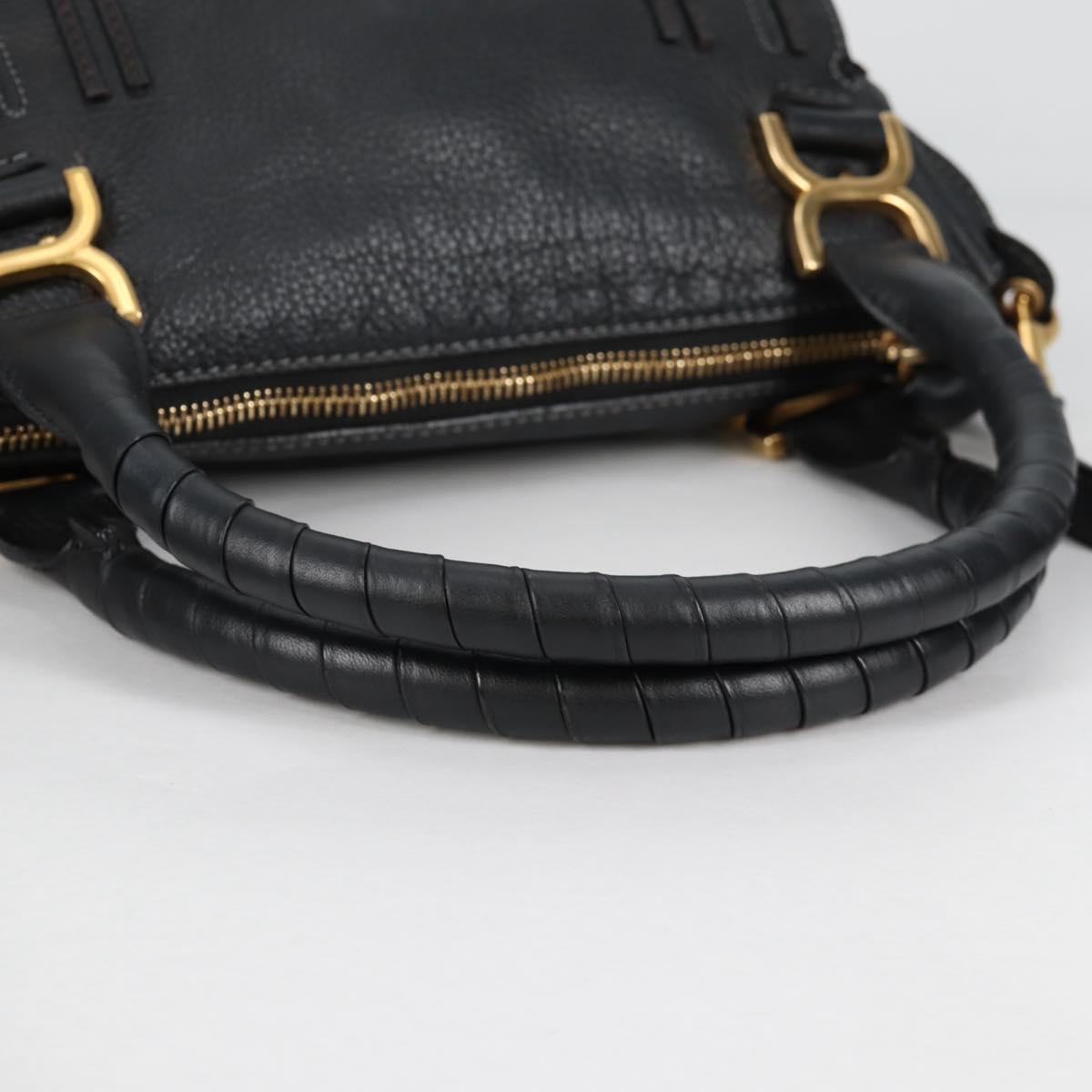 Chloe Mercy Hand Bag Leather 2way Black Gold Auth am8946V