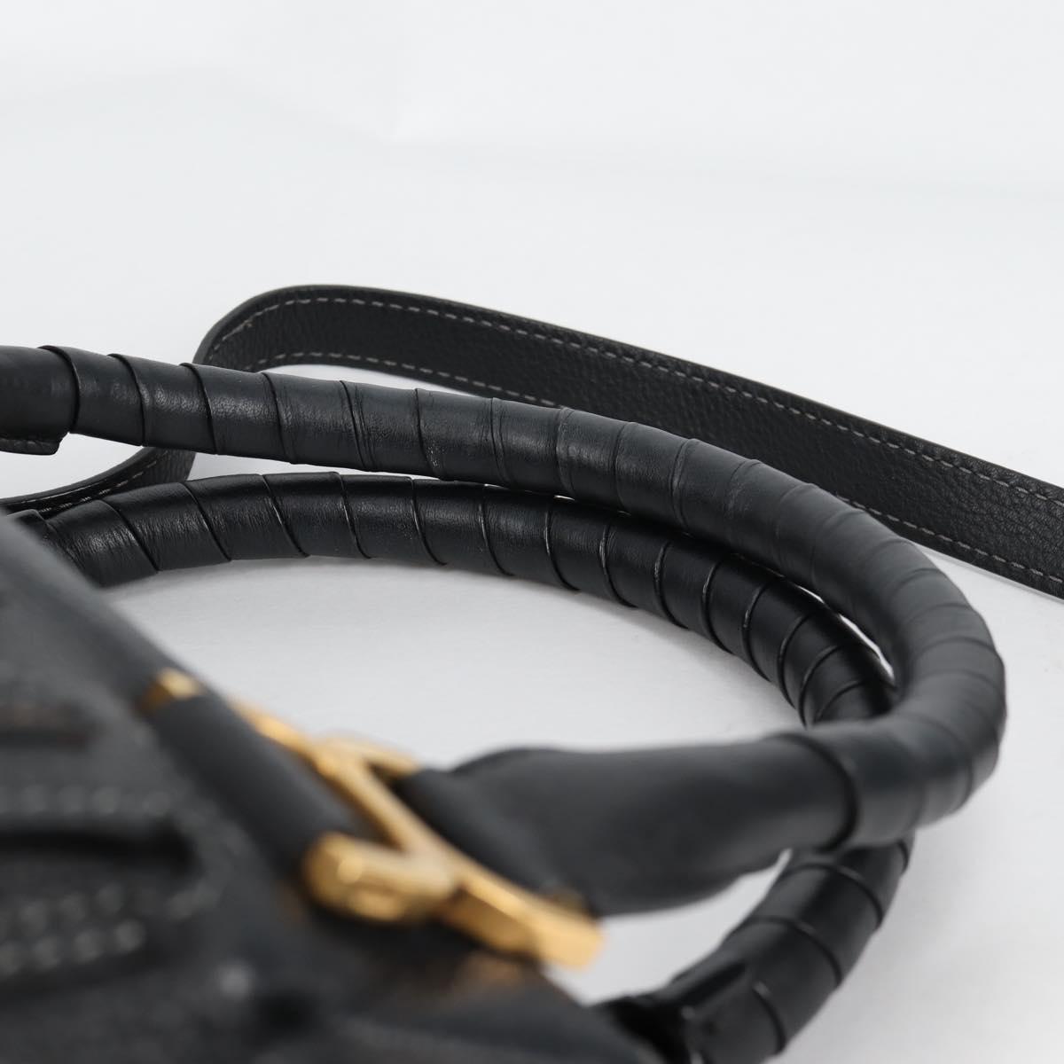 Chloe Mercy Hand Bag Leather 2way Black Gold Auth am8946V