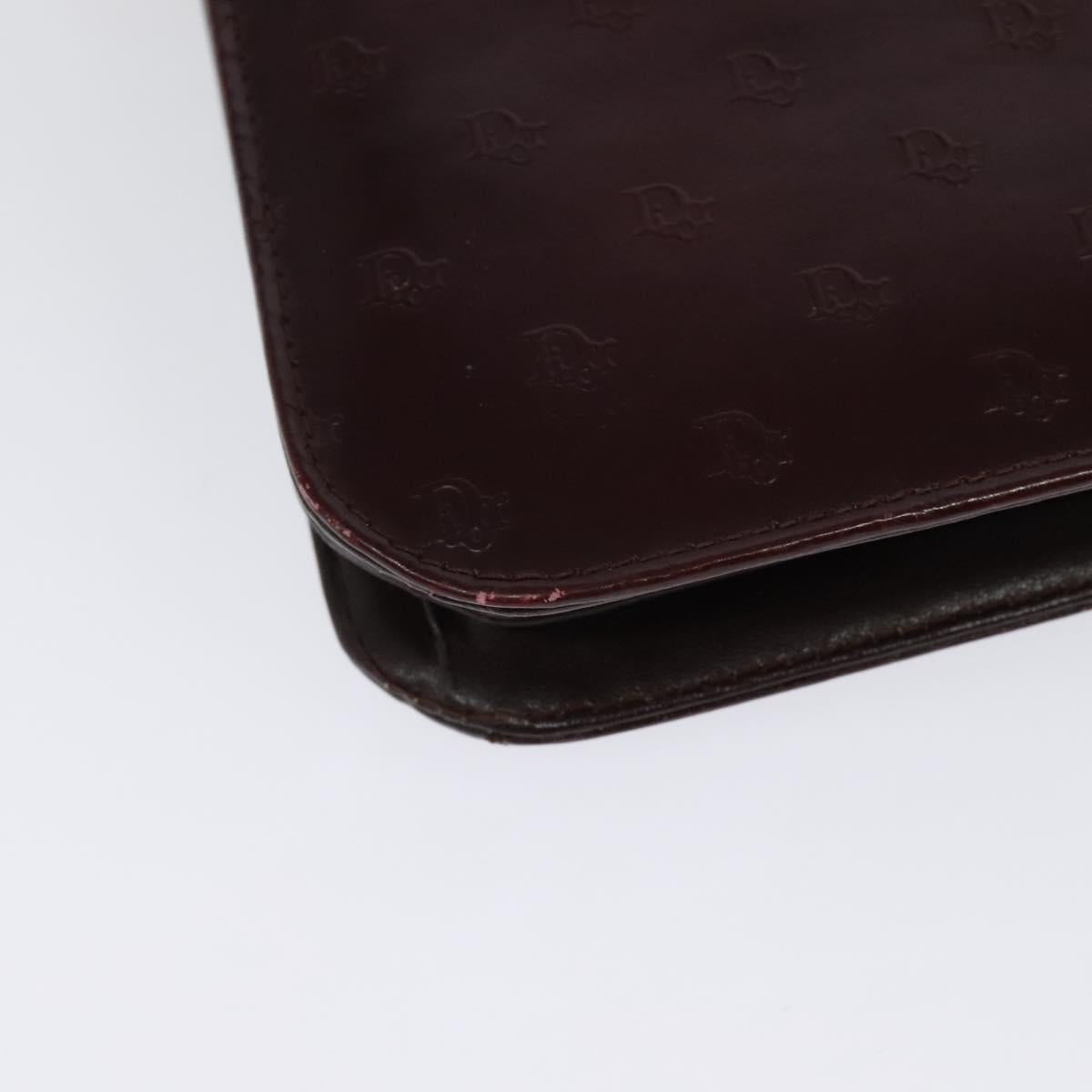 Christian Dior Shoulder Bag Leather Bordeaux Gold Auth am8952