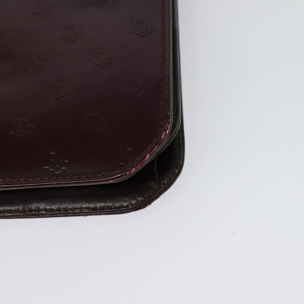 Christian Dior Shoulder Bag Leather Bordeaux Gold Auth am8952