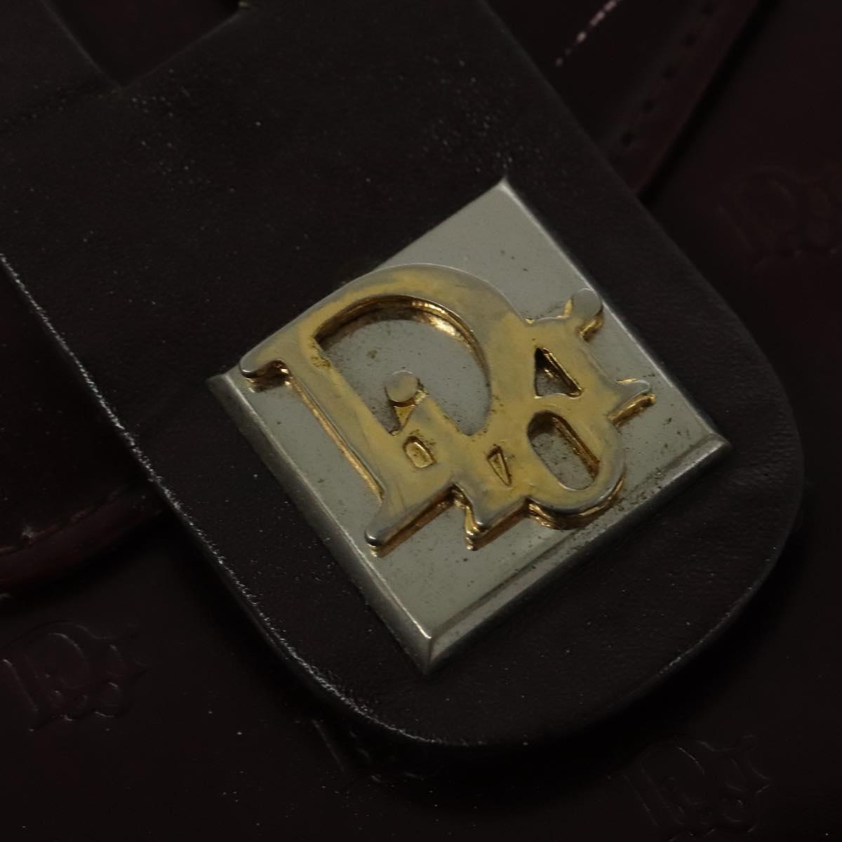 Christian Dior Shoulder Bag Leather Bordeaux Gold Auth am8952